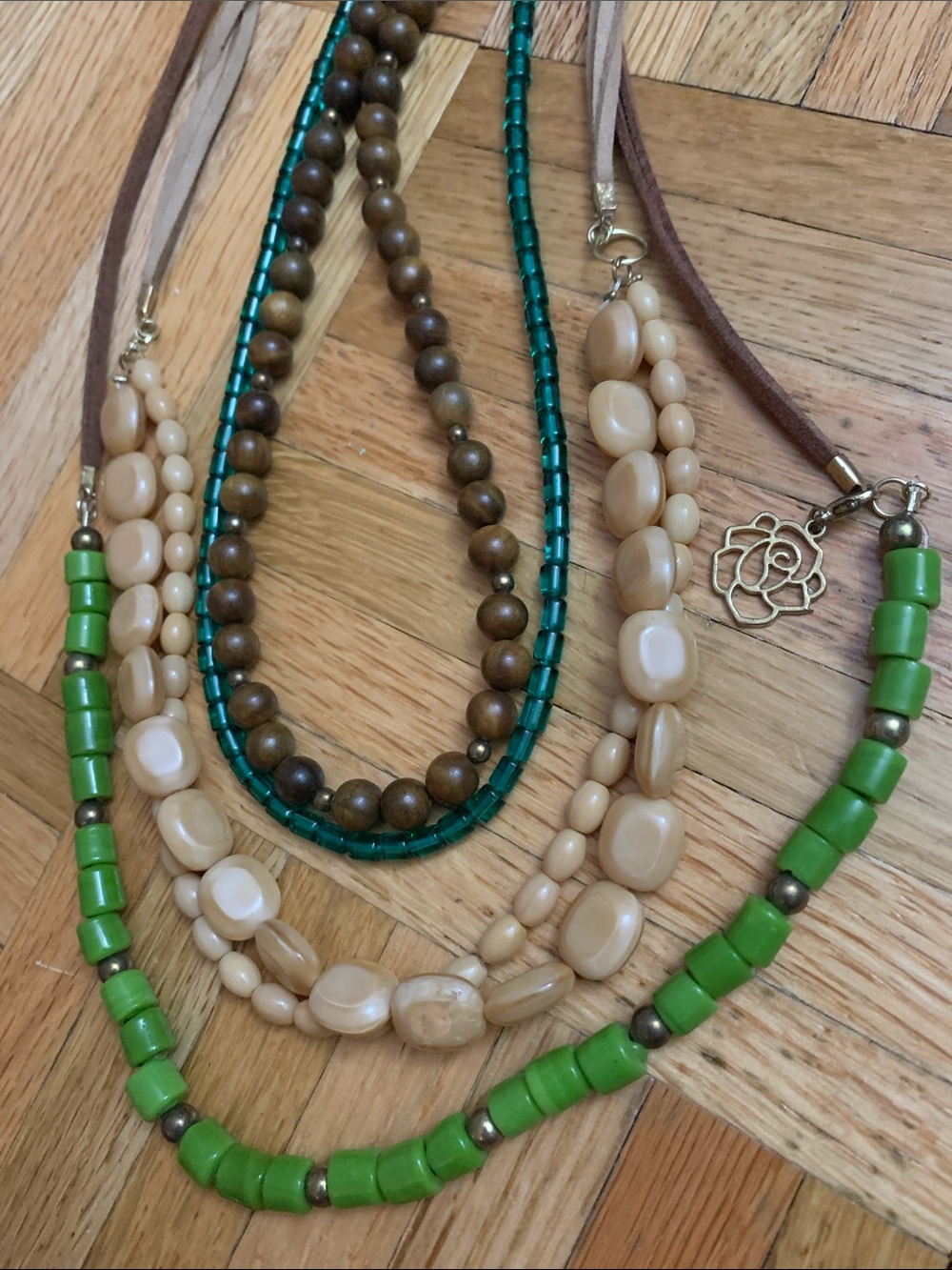 3 Accessory Necklaces w/ Suede Straps - Women’s Jewelry 17” 16” 18”
